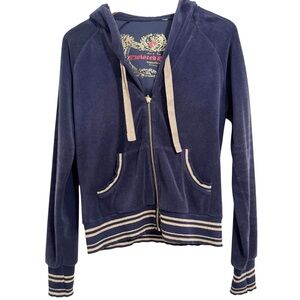 Twisted Heart Terry Navy & Gold Hoodie Medium